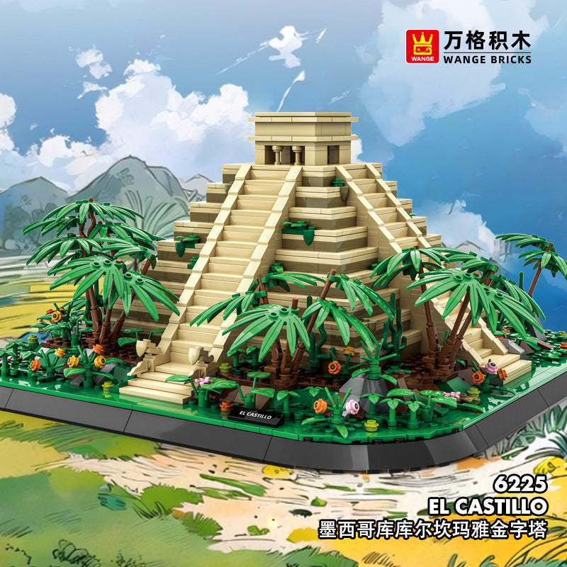 mayan pyramid of kulkan in mexico - building blocks set - wange 6225 - 1