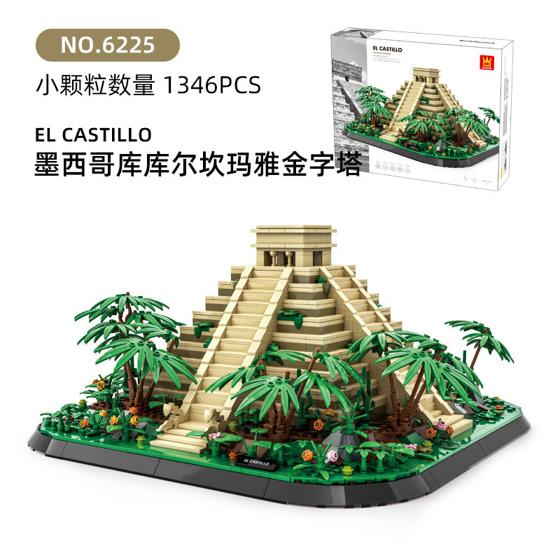 mayan pyramid of kulkan in mexico - building blocks set - wange 6225 - 3