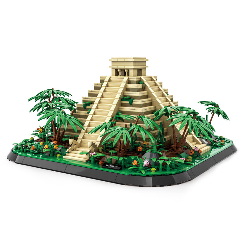 mayan pyramid of kulkan in mexico - building blocks set - wange 6225 - 4