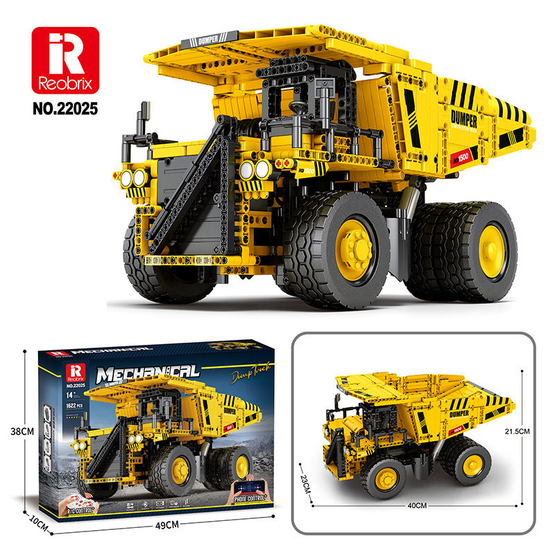 mechanical dump truck remote control blocks set - reobrix 22025 - 6