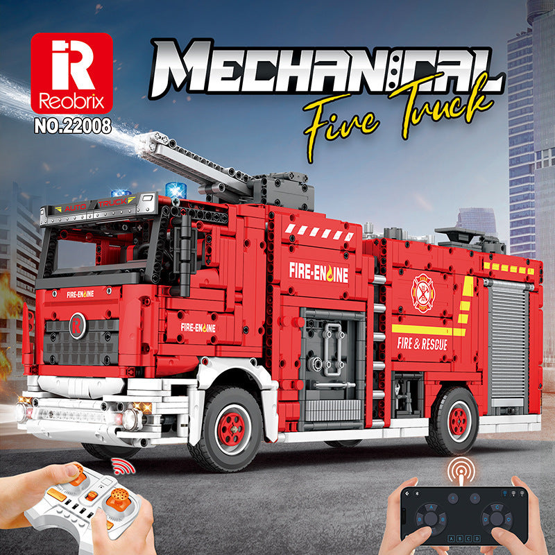 mechanical fire truck - building blocks set - 2888 pcs reobrix 22008 - 1