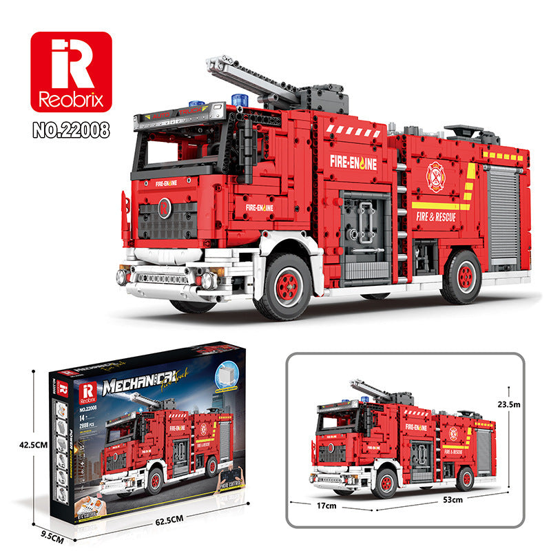 mechanical fire truck - building blocks set - 2888 pcs reobrix 22008 - 6