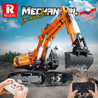 mechanical remote control excavator blocks set - reobrix 22003 - 2