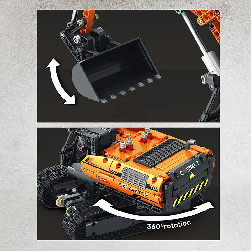 mechanical remote control excavator blocks set - reobrix 22003 - 4