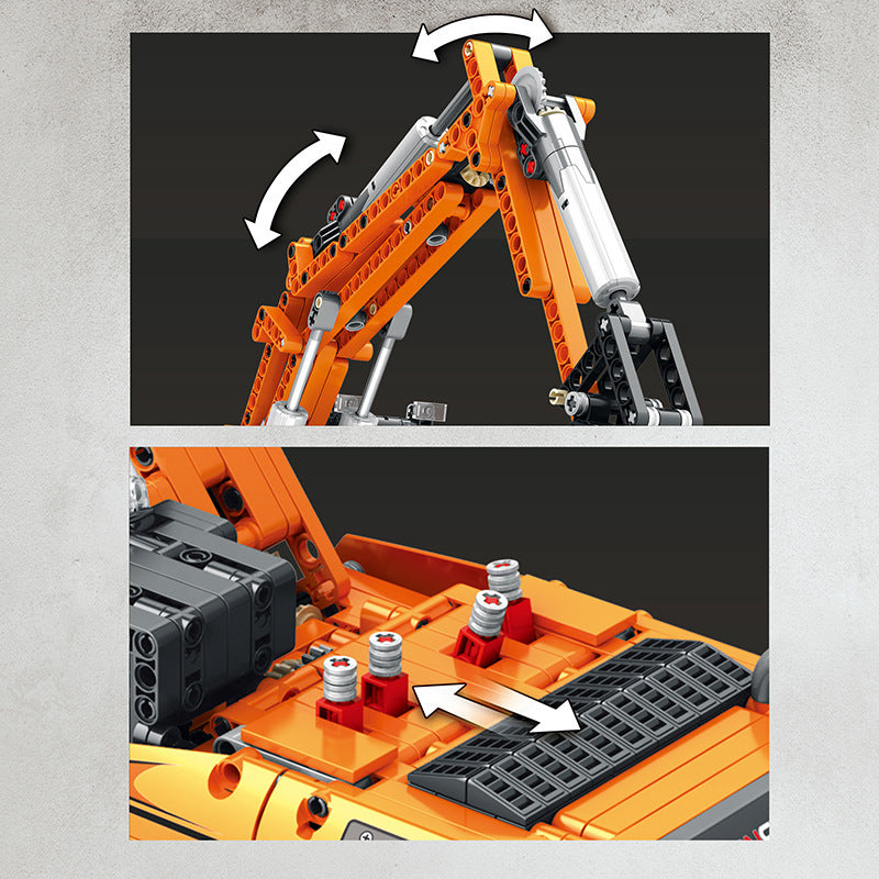 mechanical remote control excavator blocks set - reobrix 22003 - 5