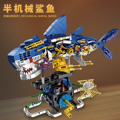 mechanical shark building blocks set - gaomisi 734 pcs - 2