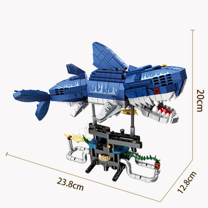 mechanical shark building blocks set - gaomisi 734 pcs - 3