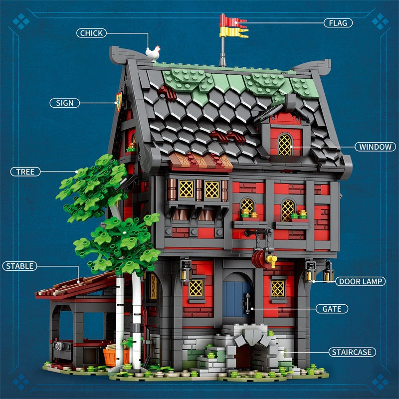 medieval tavern - crusader hotel building blocks - reobrix 66017 - 2