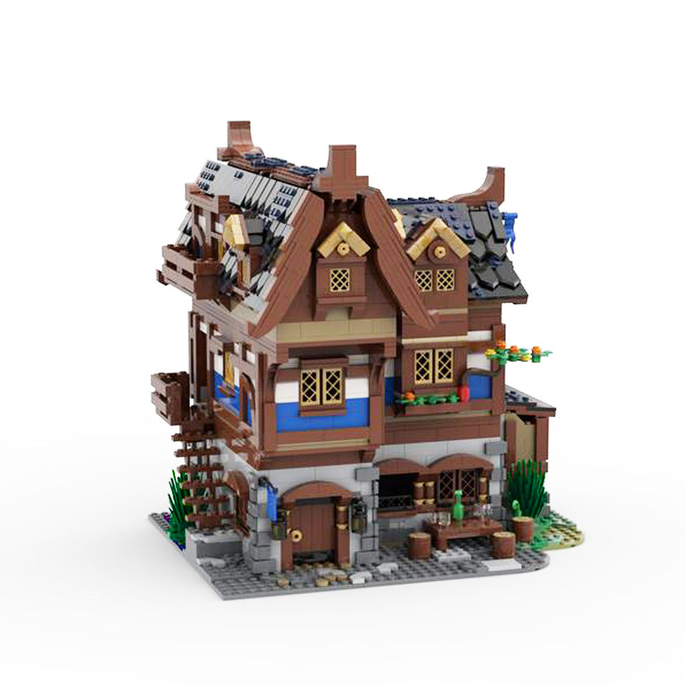medieval tavern & inn building set | lego compatible - 1
