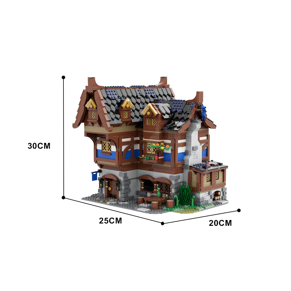 medieval tavern & inn building set | lego compatible - 3