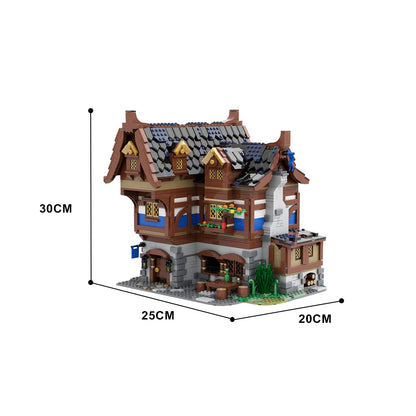 medieval tavern & inn building set | lego compatible - 3