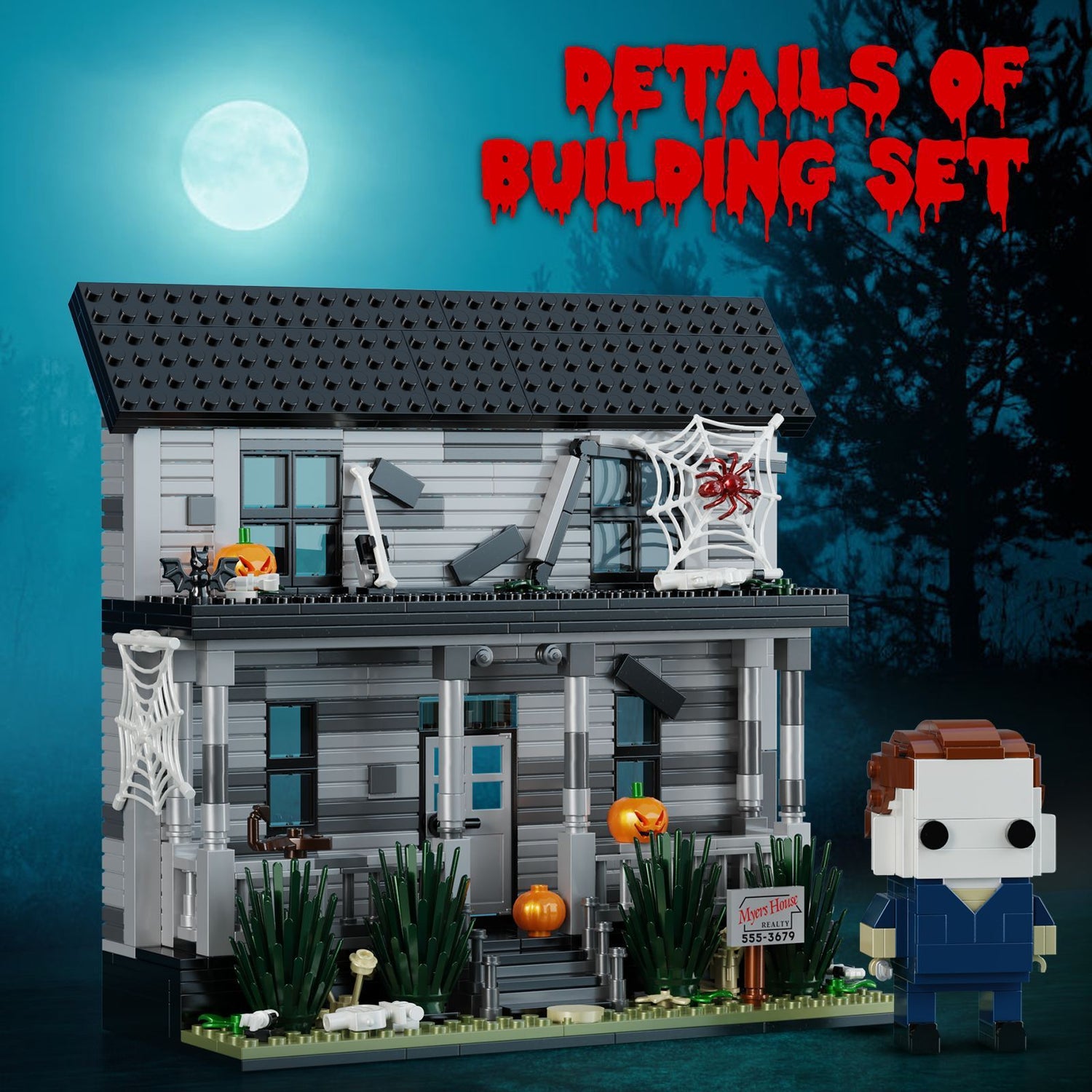 michael myers house building set - halloween horror movie toy, 586 pcs - 3