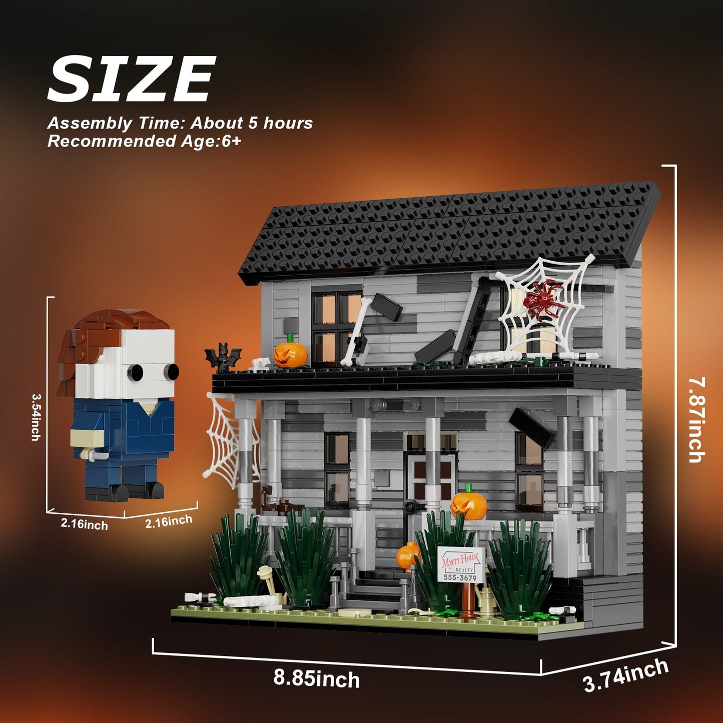 michael myers house building set - halloween horror movie toy, 586 pcs - 4