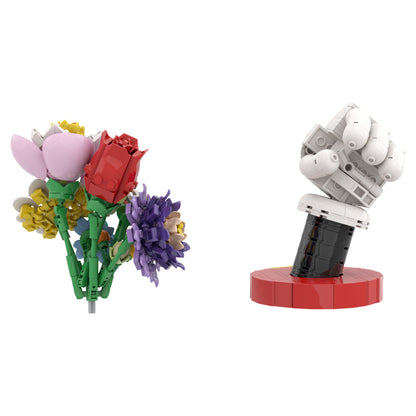 mickey dual-head rose bouquet building set | lego compatible - 3