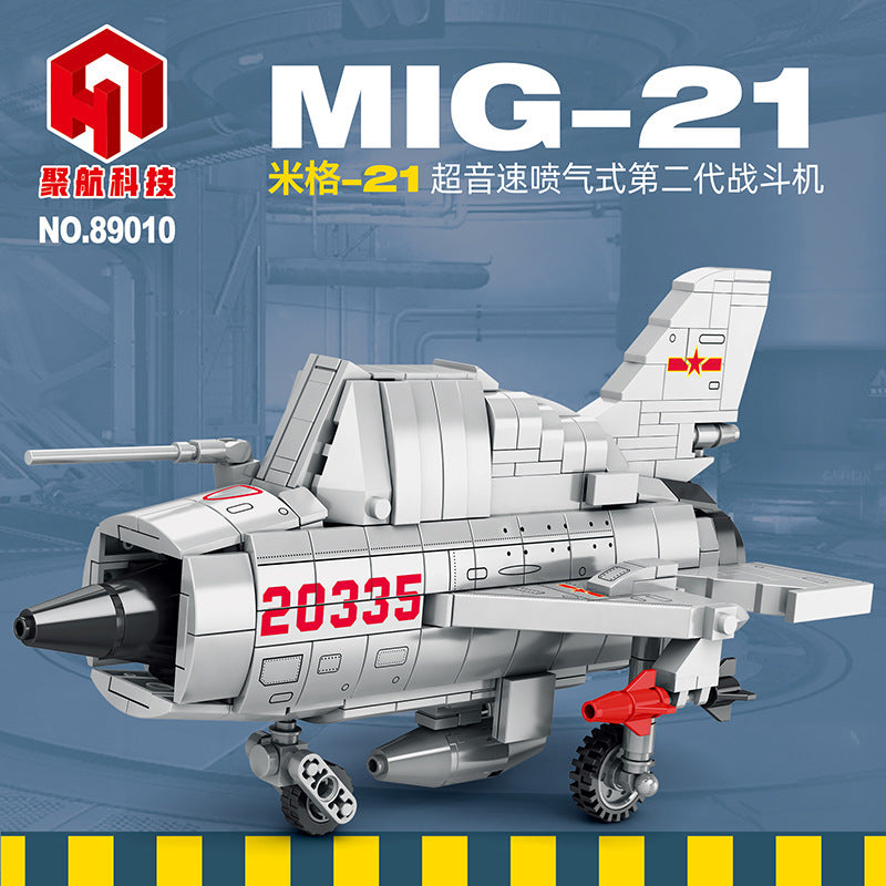 mig-21 supersonic jet fighter building block set - juhang 89010 - 1