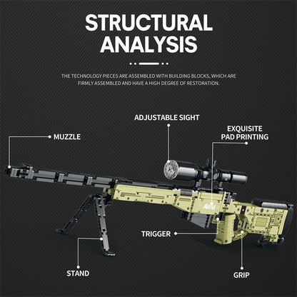 military awm sniper gun model building block set - reobrix 77026 - 3