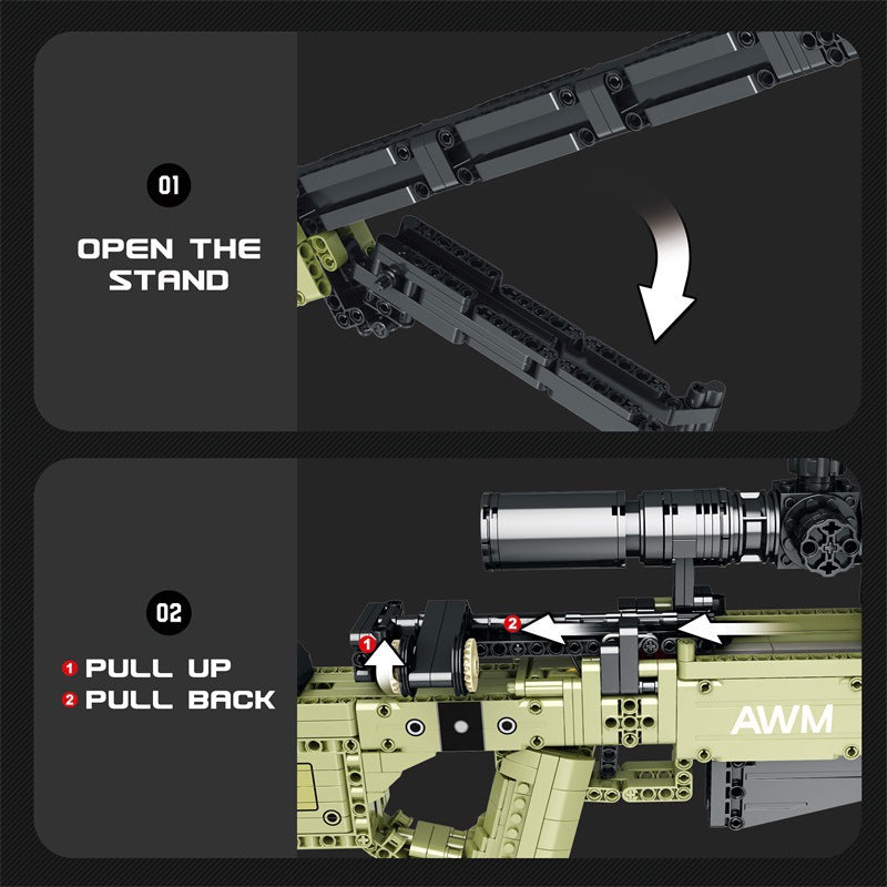 military awm sniper gun model building block set - reobrix 77026 - 4