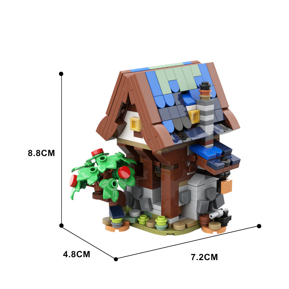 mini winter medieval blacksmith building set | lego compatible - 4