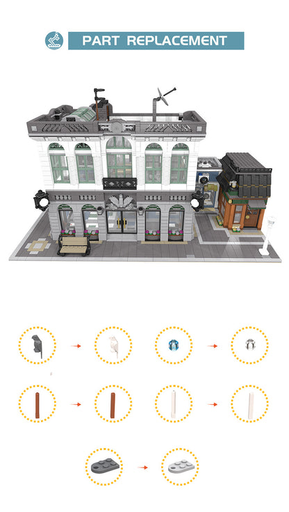 moc-10811 brick bank with coffee shop - 3967 pcs - 4