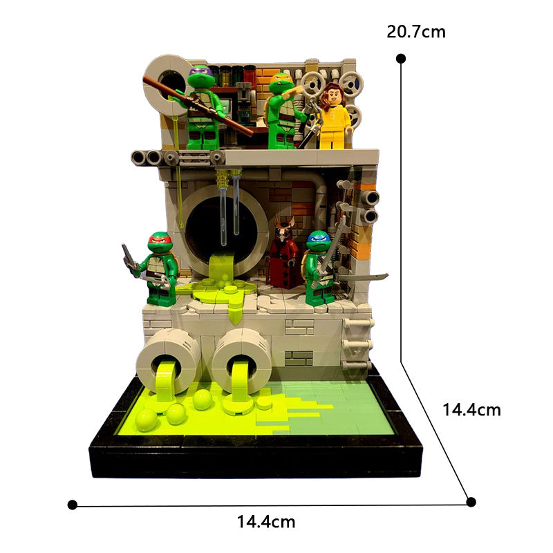 moc-111005 tmnt sewer diorama moc - ninja turtles - 688 pcs - 3