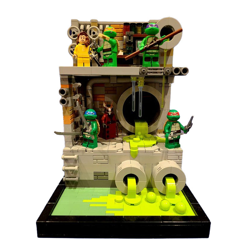 moc-111005 tmnt sewer diorama moc - ninja turtles - 688 pcs - 4