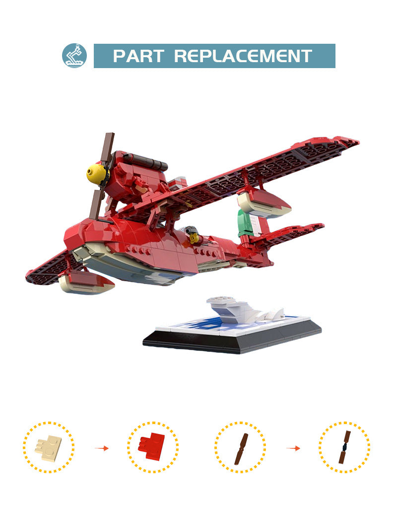 moc-116736 porco rosso savoia s21 1/28 - seaplane block model - 2