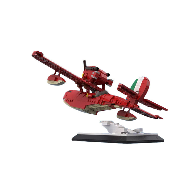 moc-116736 porco rosso savoia s21 1/28 - seaplane block model - 5