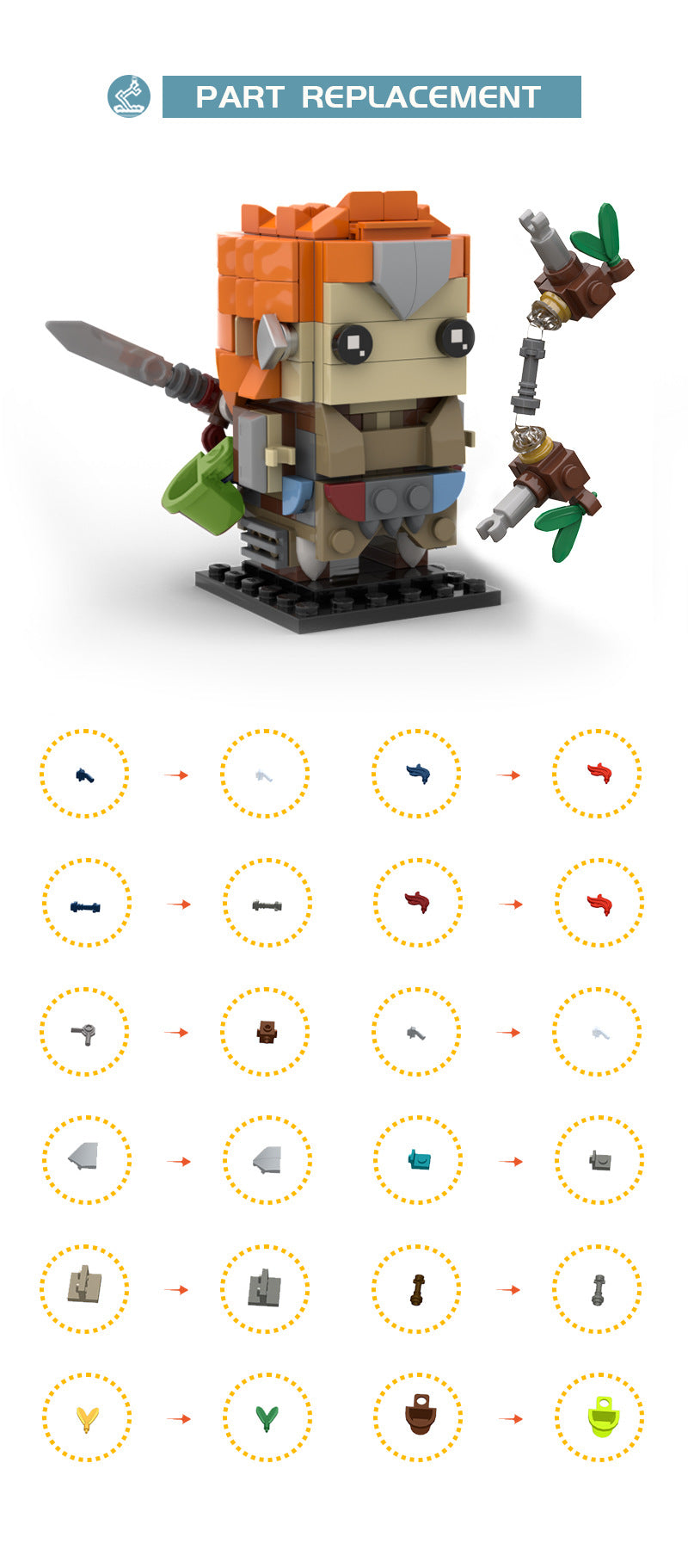 moc-116898 aloy brickheadz - horizon zero dawn/ horizon forbidden west - 4