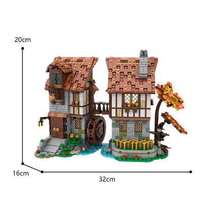 moc-119708 medieval watermill - 1235 pcs - 3