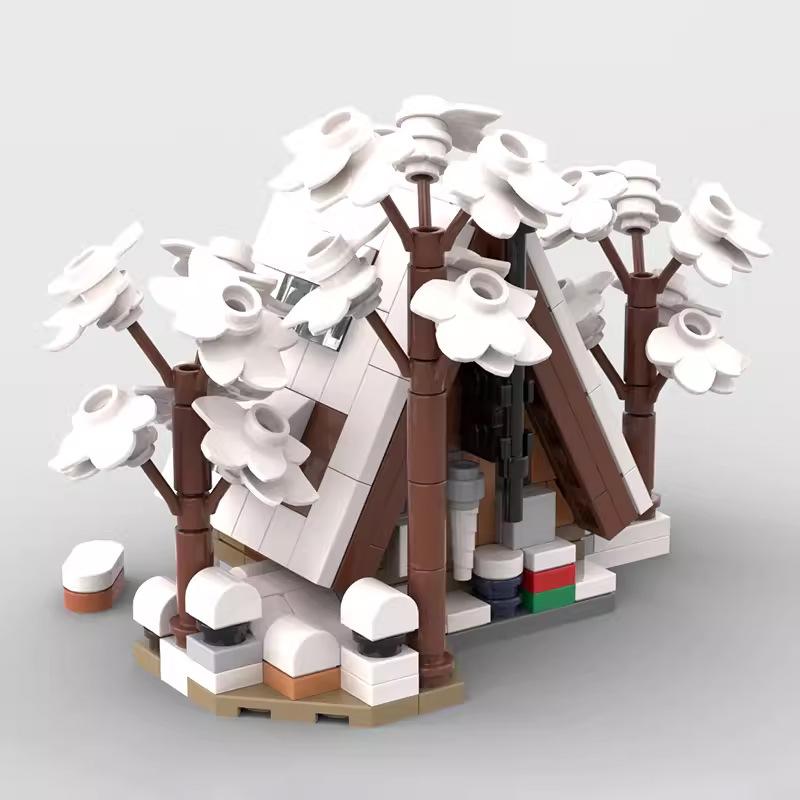 moc-135179 mini 21338 a-frame cabin - winter version - 329 pcs - 4