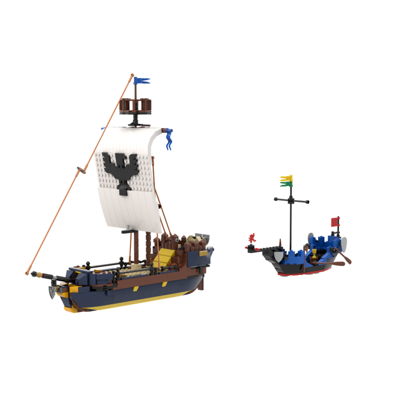 moc-136695 wolfpack tower & medieval ship classic castle - 2