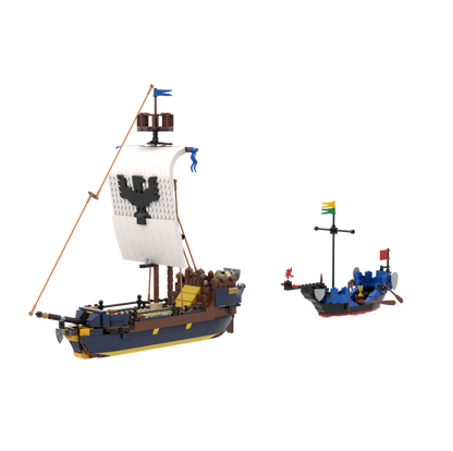 moc-136695 wolfpack tower & medieval ship classic castle - 2