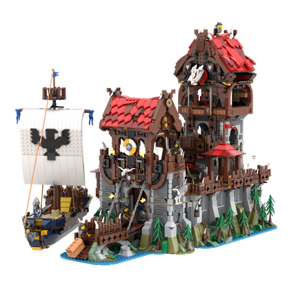 moc-136695 wolfpack tower & medieval ship classic castle - 6