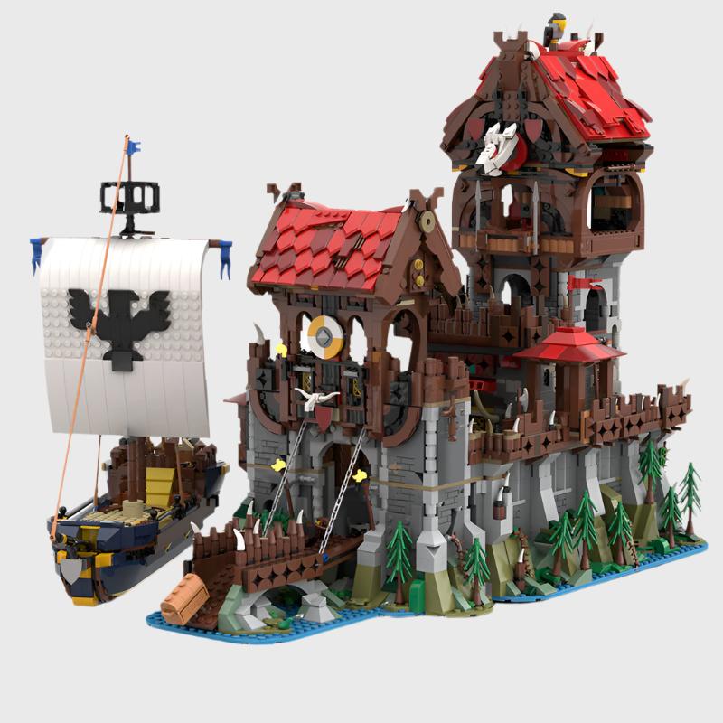 moc-136695 wolfpack tower & medieval ship classic castle