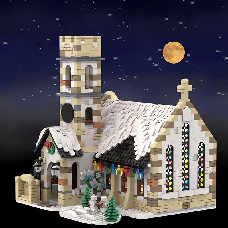 moc-147549 winter village old stone church - 1853 pcs - 2