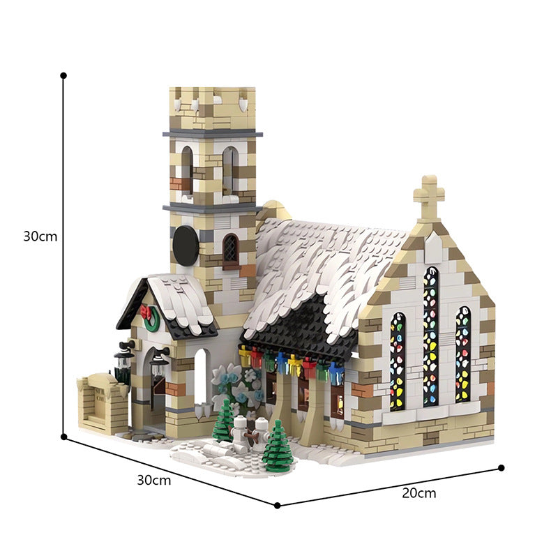 moc-147549 winter village old stone church - 1853 pcs - 3