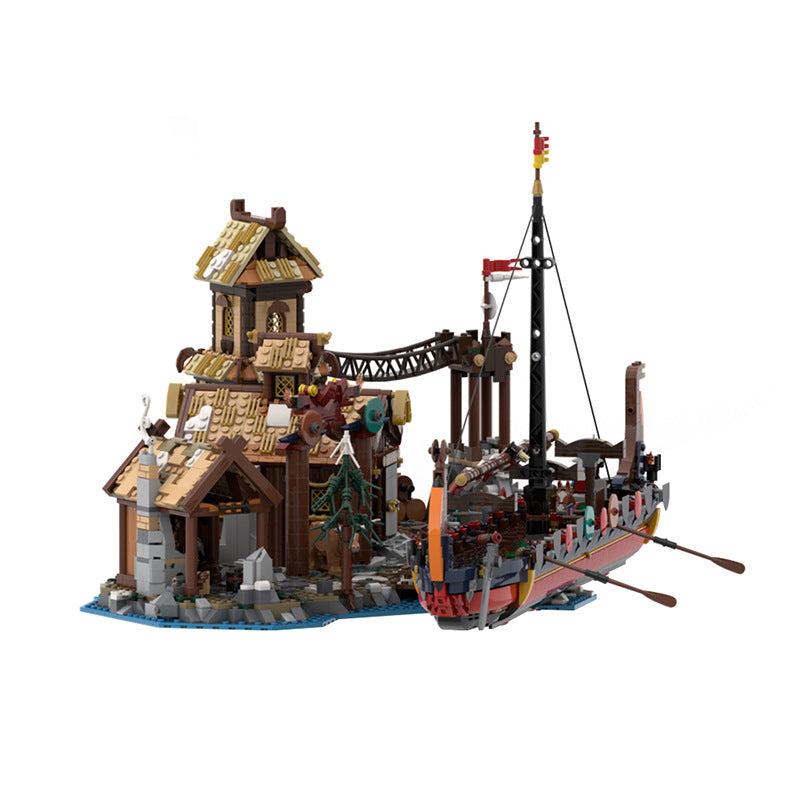 moc-160231 moc-163397 viking village & harbour ship - 2105 pcs - 1