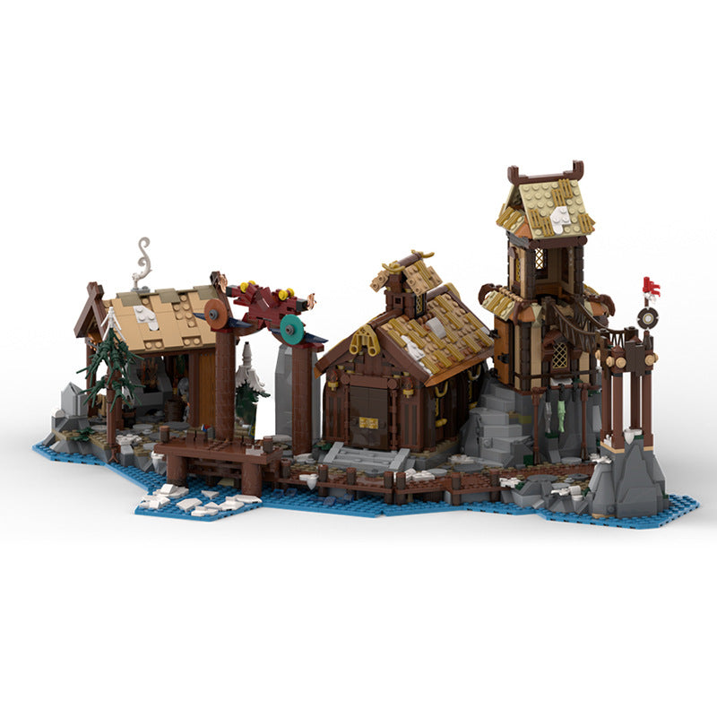 moc-160231 moc-163397 viking village & harbour ship - 2105 pcs - 4