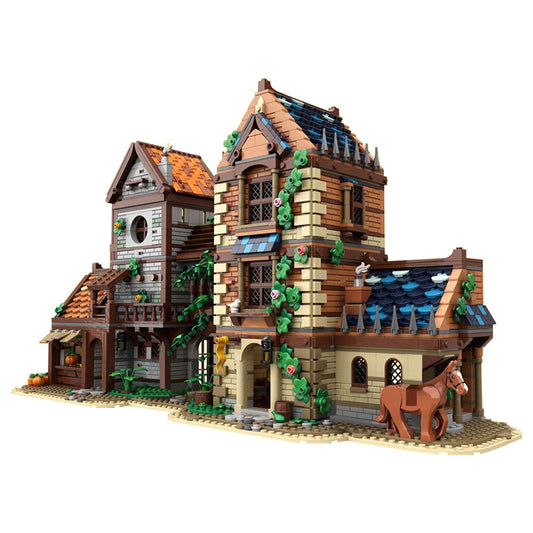 moc-167214 castle blacksmith shop medieval street - 3906 pcs - 1