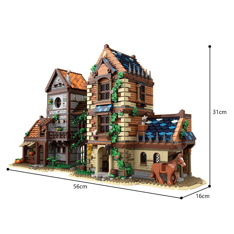 moc-167214 castle blacksmith shop medieval street - 3906 pcs - 4