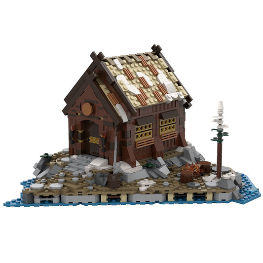 moc-190353 mead hall & campfire   viking village expansion 1068 pcs