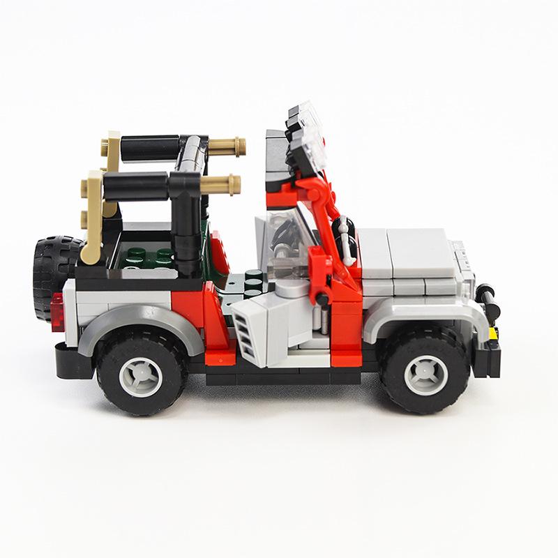 moc-25926 jurassic park staff jeep wrangler with safety bars - 2