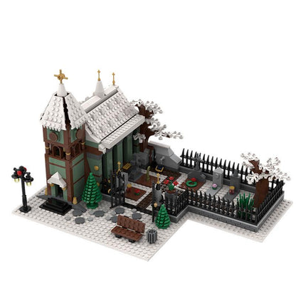 moc-31149 winter village church with graveyard - 906 pcs - 1