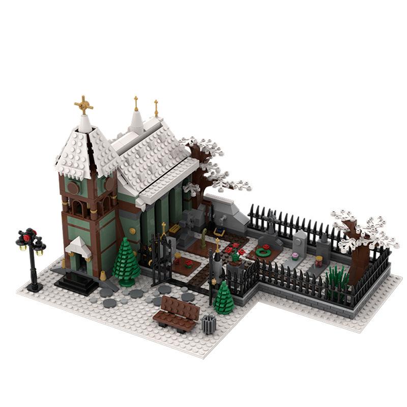 moc-31149 winter village church with graveyard - 906 pcs - 2