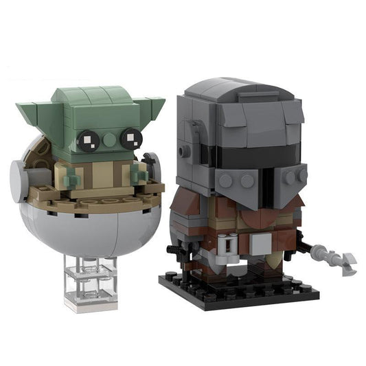 moc-35477 mandalorian and baby yoda brickheadz from star wars - 1