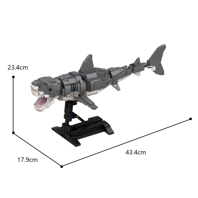 moc-54823 great white shark 1:11 scale model - 728 pcs - 4