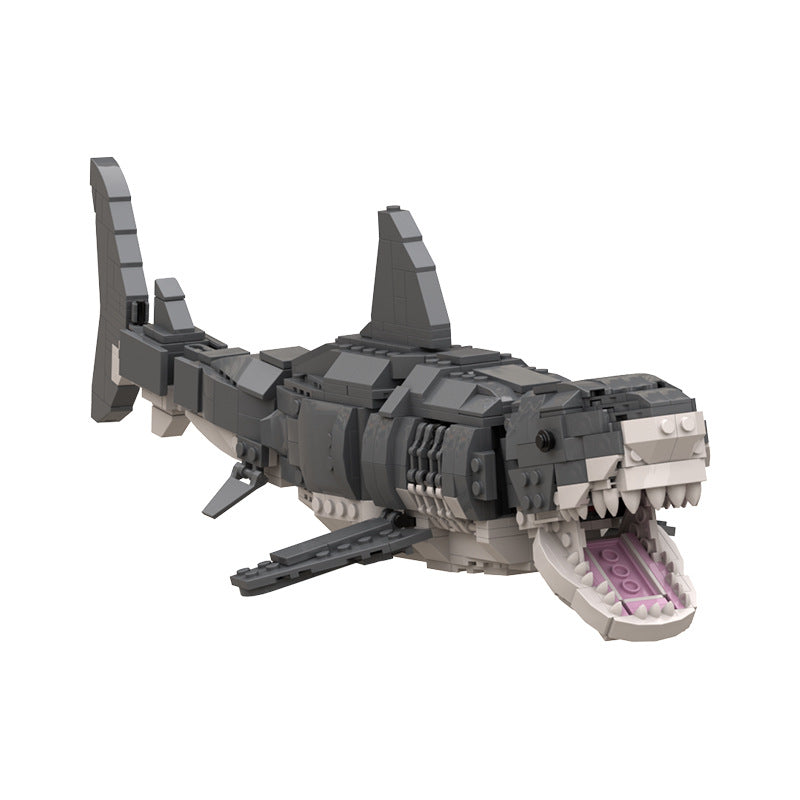 moc-54823 great white shark 1:11 scale model - 728 pcs - 5