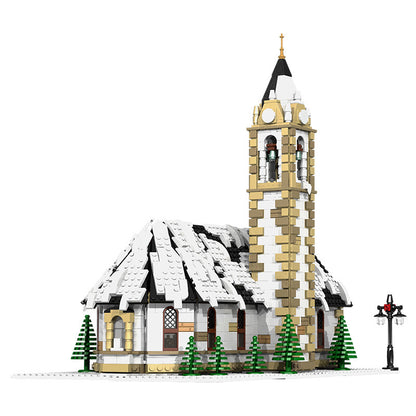 moc-6195 christmas winter village church model - 1