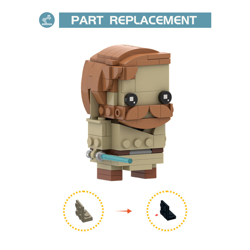 moc-63129 obi wan brickheadz from star wars - 177 pcs - 3