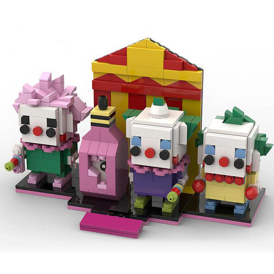 moc-64660 killer klowns brickheadz from outer space - spike, shorty and jumbo - 1